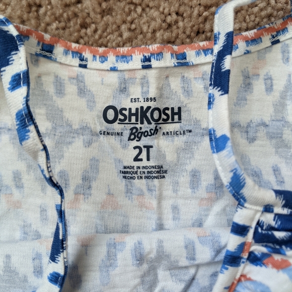 OshKosh Toddler Girl Blue Patterned Tank Top - Picture 4 of 4